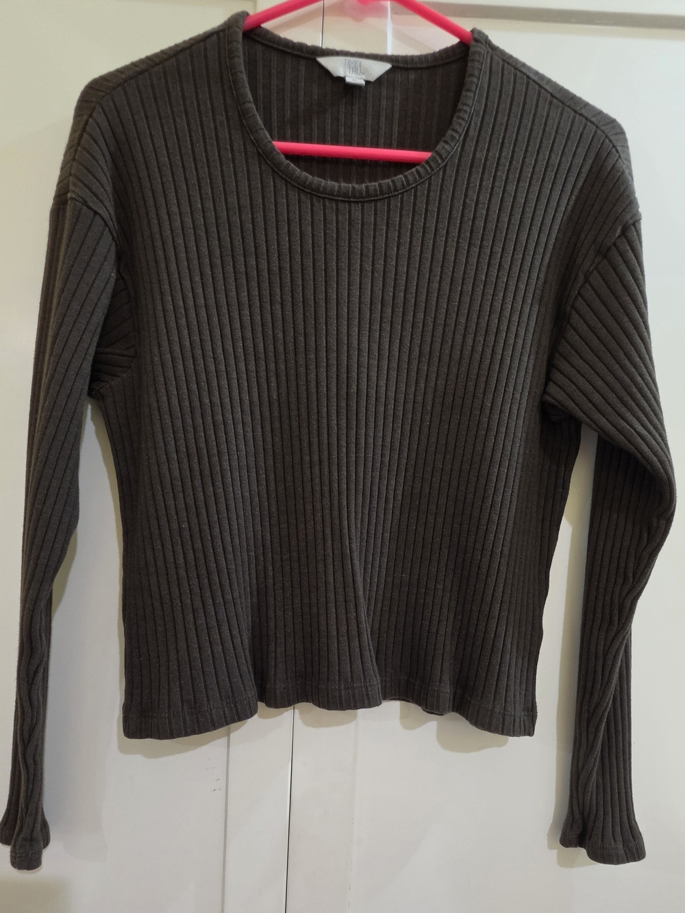 Women's Ribbed Long-Sleeve Crewneck Top